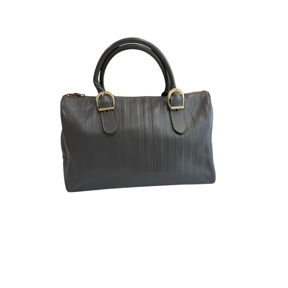 VTG 80'-90' Crouch & Fitzgerald  Gray leather satchel With Gold Hardware